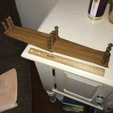 Vtg Coffee Mug Kitchen Utensils Expandable Wood  Accordion Style Holder 10 Pegs