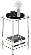 Eglaf Acrylic Small Side Table with Square Leg - 13.4'' L 1-Pack, Transparent 