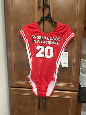 NWT Gimnastic GK Elite Womens Sz AS Sportswear Red White #20 Danswrar  Costume