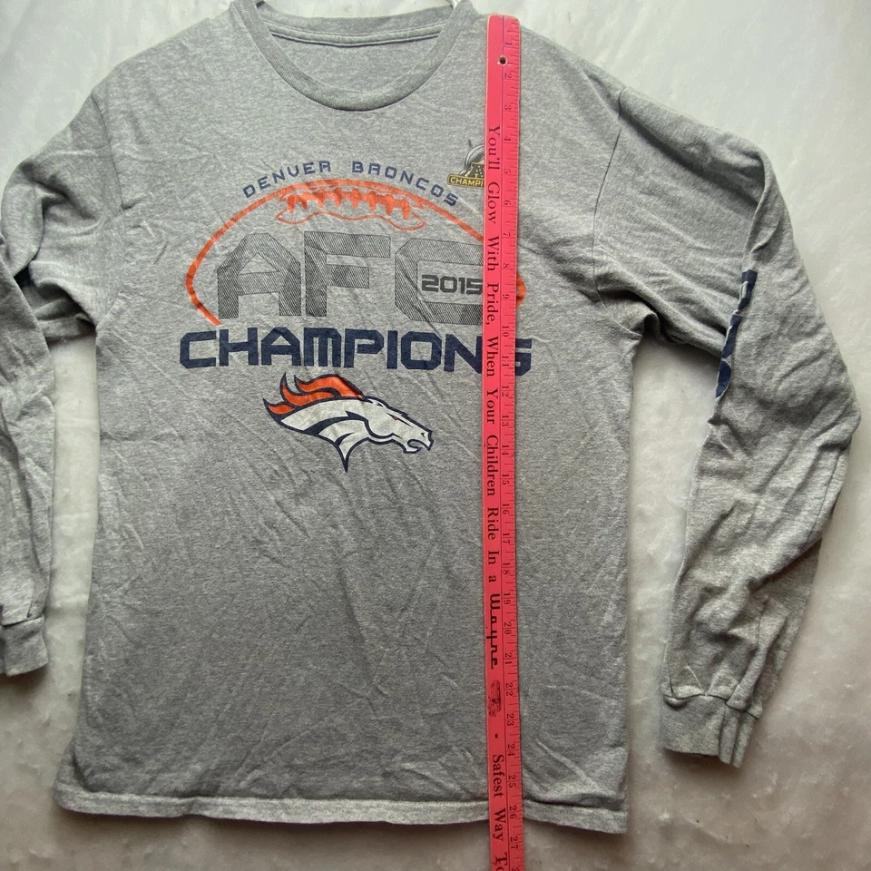 Camisa Denver Broncos Para Hombre Talla M Gris Manga Larga 2015 AFC Champions Deletrear Foto 4 de 4