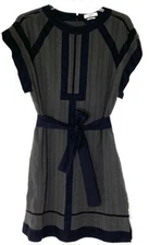 ISABEL MARANT ETOILE Cotton Gauze Colorblock Belted Sash Tie Tunic Dress 38 = 6