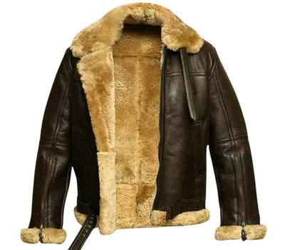Men's RAF B3 Aviator Sheepskin Leather Jacket Bomber Flying Pilot Coat