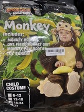 Baby Monkey Costume Deluxe Set with Toy Banana for Infant, Kids Halloween Dre...