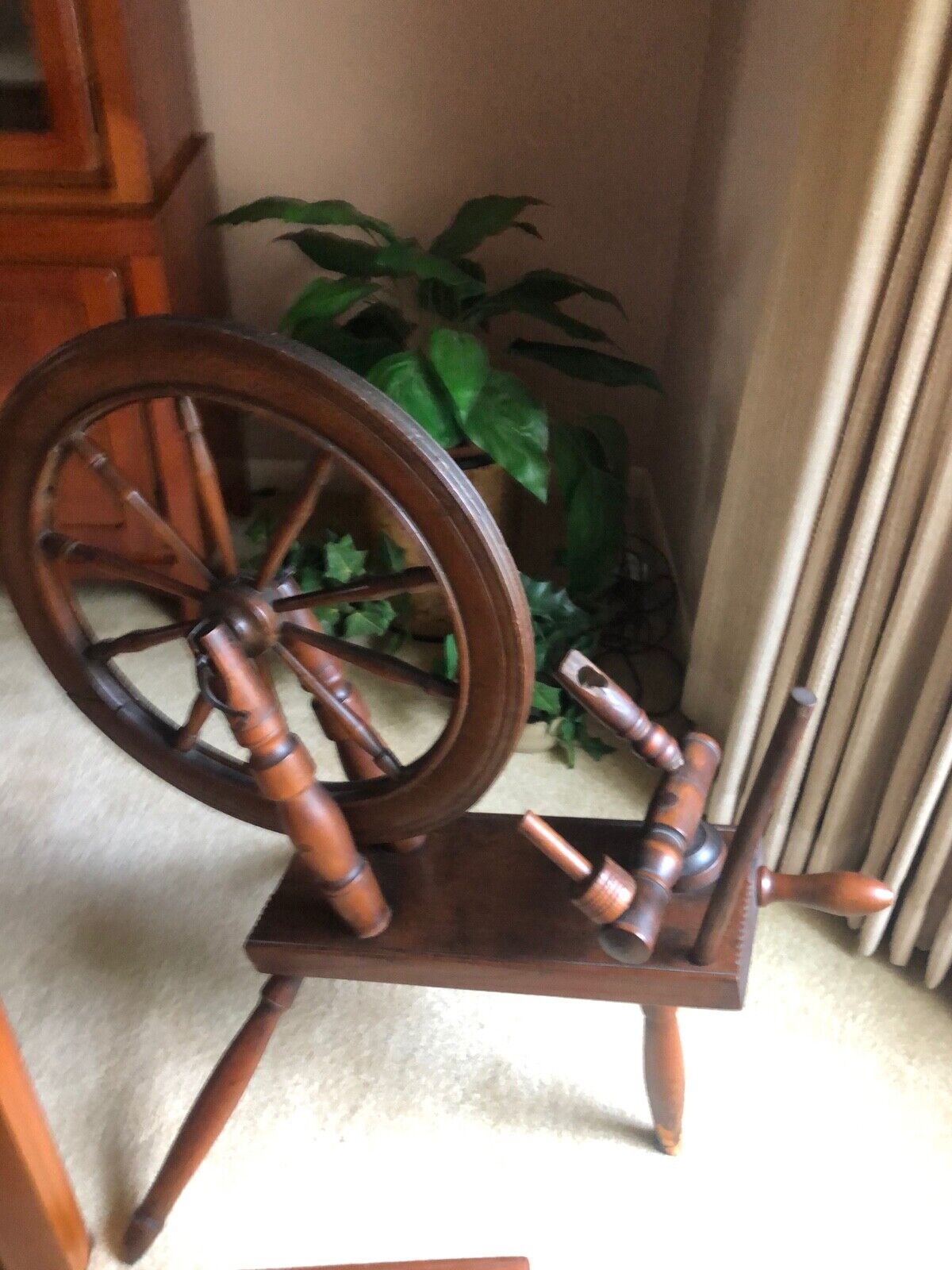 Antique Spinning Wheel, Complete With Yarn Winder, Wheel Is 19.25