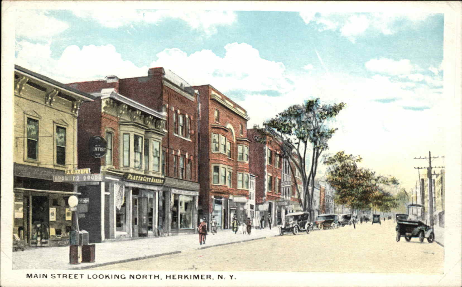 Herkimer New York NY Main Street Looking North Street Scene Vintage Postcard eBay