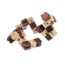 "The Snake" Brain Teaser Game - Handmade Wooden Cube Mind Puzzle