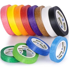 12 Rolls Colored Masking Tape-1/2 Inch X 1080 Ft Painters Tape, Rainbow Colors R