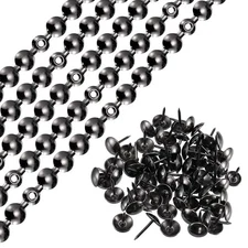 15Pcs 1Meter Glossy Upholstery Tacks Strips Trim Sofa Decorative Nails, Gray