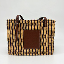 Loewe Square Anagram Wicker Basket Tote Bag