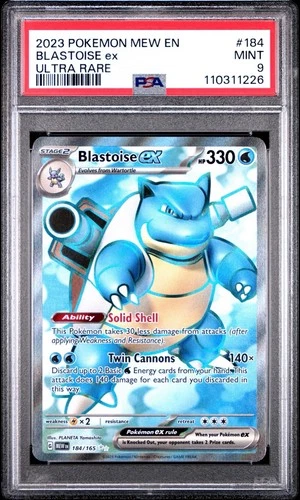 2023 Pokémon Blastoise ex 184/165 Ultra Rare EN 151 PSA 9 Mint