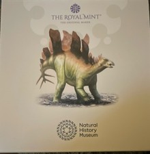 Royal Mint 2024 Dinosaurs Stegosaurus 50p Charles III Silver Proof Colour Coin
