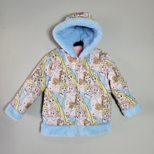 Kinder Disney Prinzessin Kunstfell Wendemantel Gr. 3T rosa blau Kapuze Taschen - Bild 5 von 9