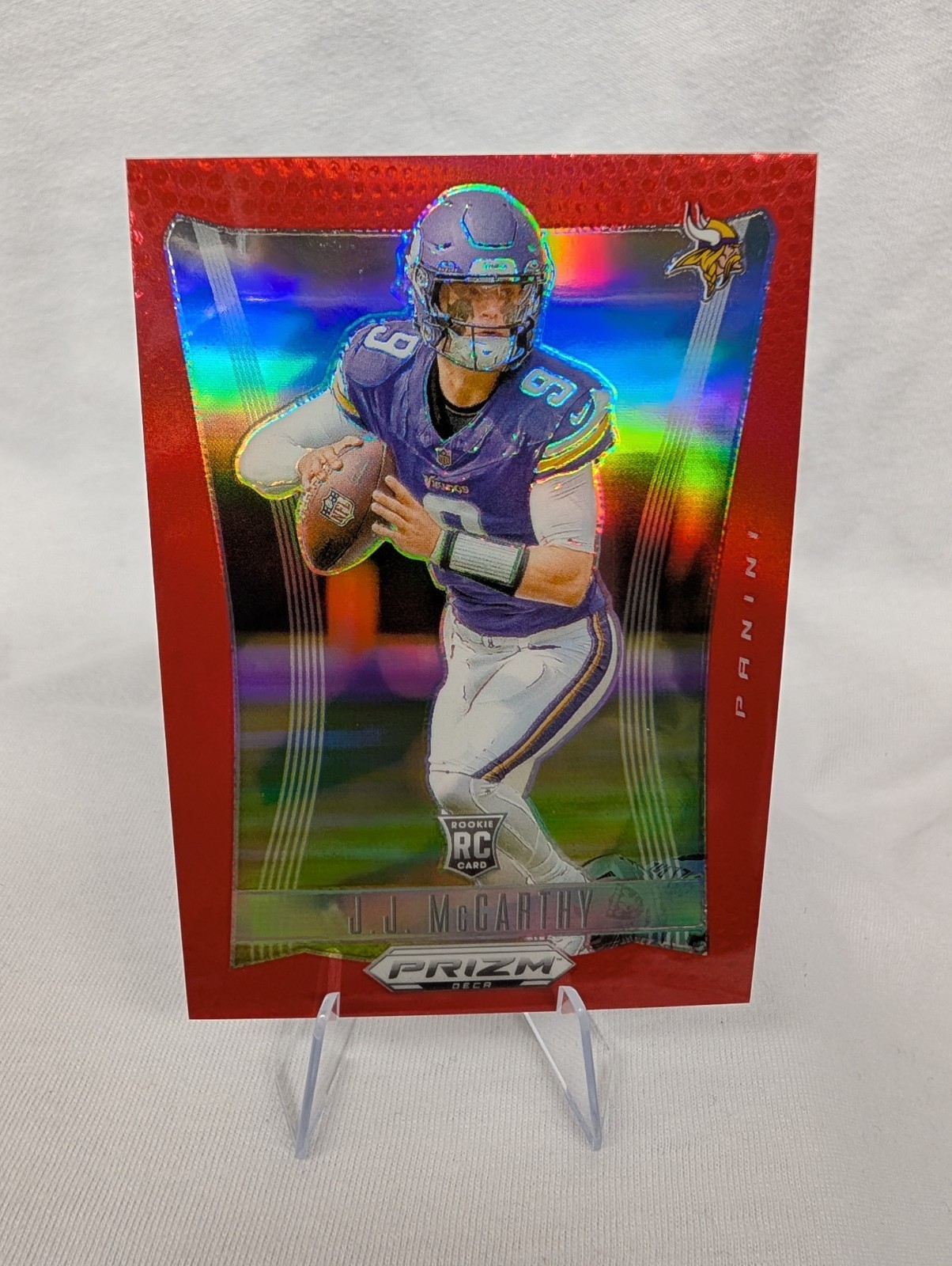 2024 Panini Prizm Deca - J.J. McCarthy #203 Red Prizm /199 (RC) - Vikings