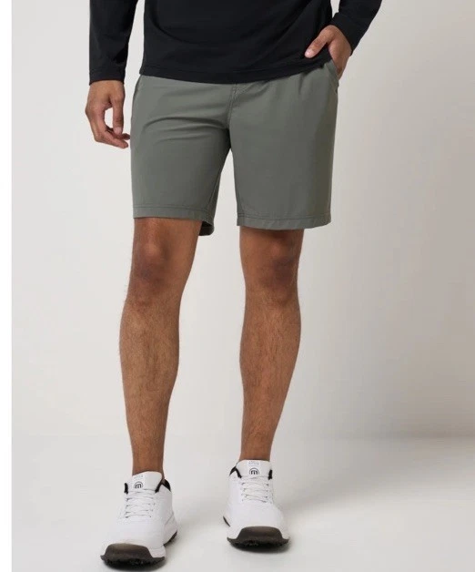 $100 Travis Mathew Men's 8" Hero Hour Golf Shorts - Dark Olive- 32W- NEW Tags