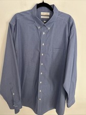 Roundtree Yorke Gold Label Button Down Shirt Mens Sz 2XL Non-Iron Blue Cotton