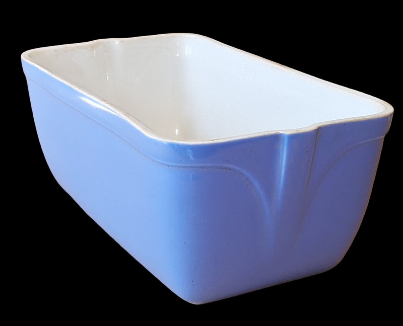 Vintage Hall Pottery 2 Quart Rectangular Baking Casserole Dish Cobalt Blue White