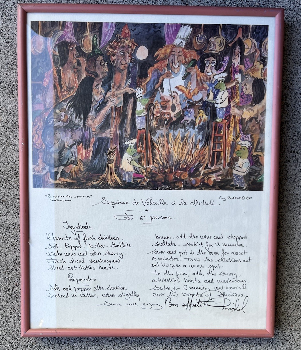 Guy Buffet The Recipes Of Chez Michel Art Print  1982 By Buffet & Martin Framed