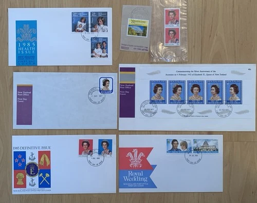 5 x New Zealand Royal FDC First Day Covers Queen Elizabeth & Princess Diana