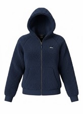 Eddie Bauer Youth Kid's High Pile Plush Hooded Full Zip Jacket Blue Size Medium
