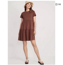 Old navy brown short tiered babydoll t-shirt dress - M