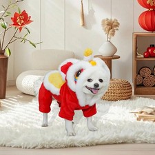 Chinese New Year Pet Costume Dog Cat Outfit Embroidered Easy to Wear Creative