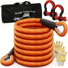 Kinetic Recovery Rope, 48000lbs Tow Strap, Heavy Duty Stretch Nylon Towing Ropes