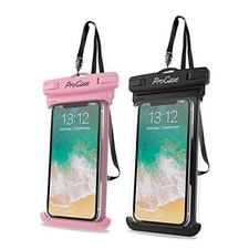 2 Pack Waterproof Phone Pouch, Underwater Phone Case Up to 7", Dry Pink/Black
