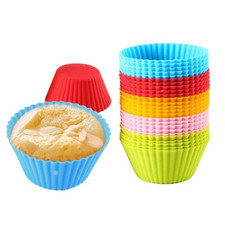    12 Reusable Silicone Cupcake Liners   Muffin Baking Cups Chocolate Molds