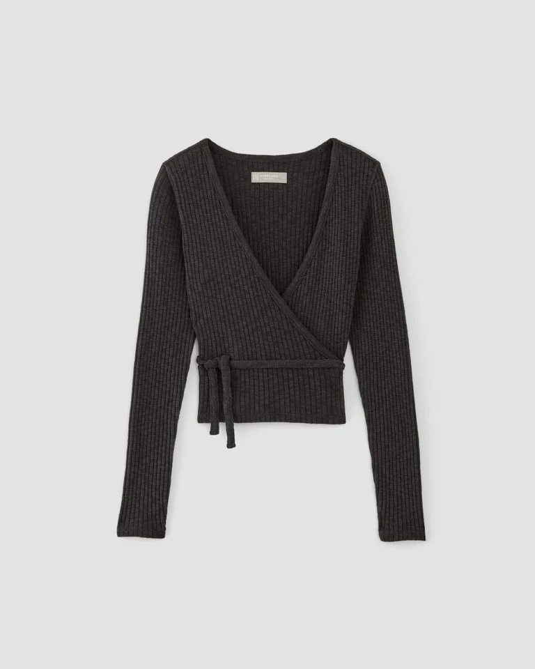 Suéter Everlane Acogedor Envolvente Acanalado Negro Mujer Talla M Foto 2 de 4