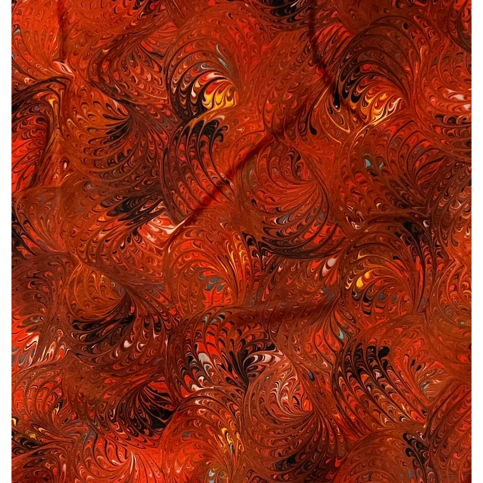 Burmel шелковый шарф красный геометрические завитки ретро 23» шифоновое подлинный редкая винтажный - Изображение 3 из 4