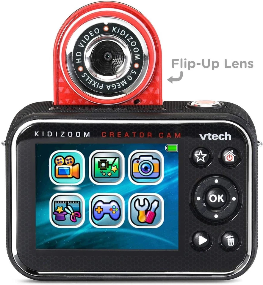 VTech KidiZoom Creator Cam Red Kids HD Video Camera with Tripod & Green Screen - Image 4 of 4