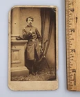 Vintage CDV Photo Civil War Officer Soldier With Sword Chas Bill's NY Gallery