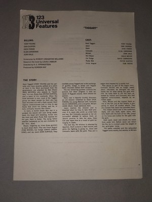 1964 Taggart Louis L'Amour Dan Duryea Original Universal Press Sheets 2pc