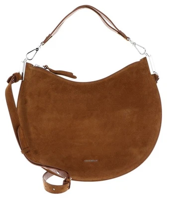 COCCINELLE Sunup Handbag Suede Leather Schultertasche Tasche Cognac