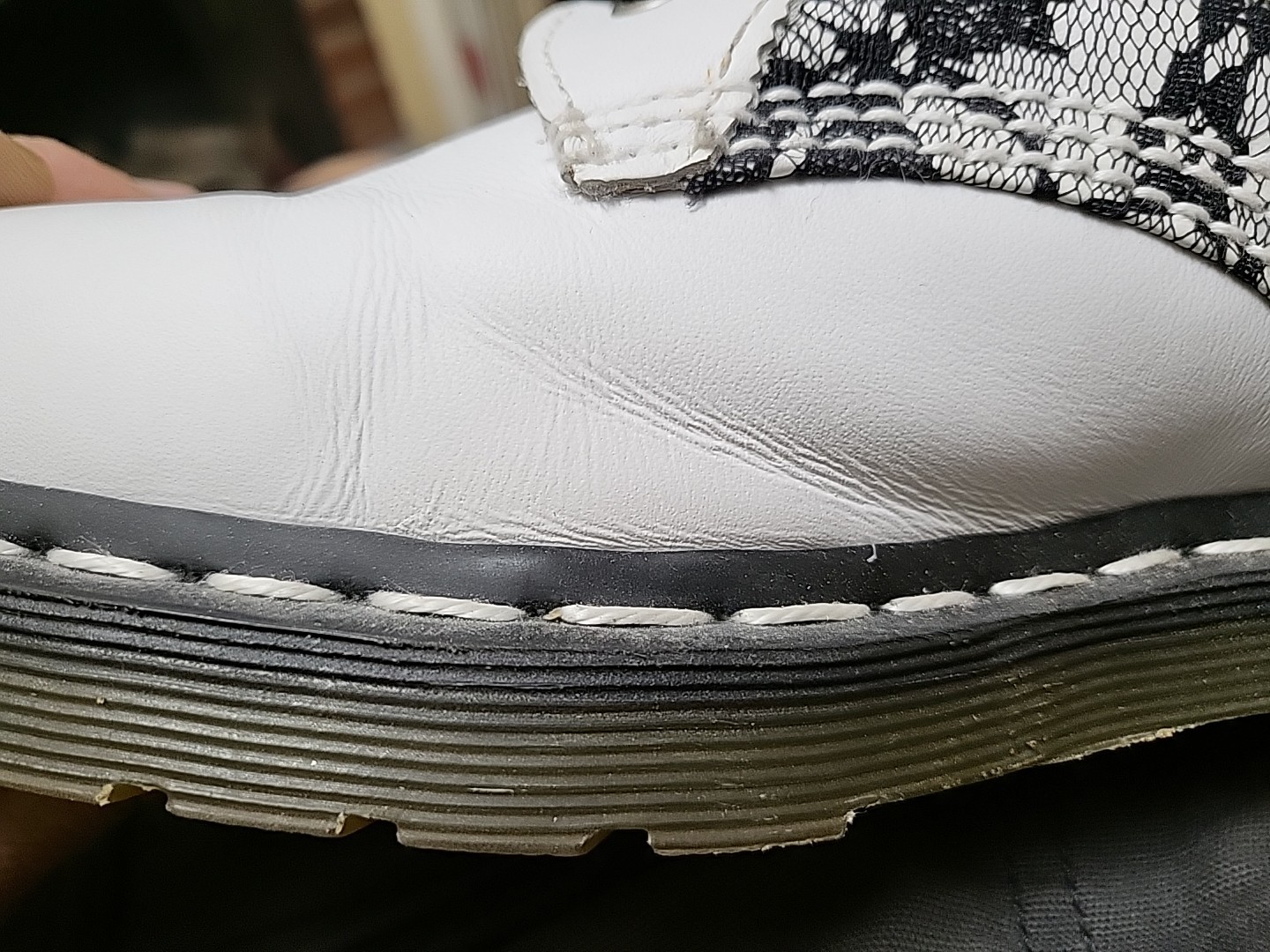 Dr. Martens 14 eye white black lace boots UK8 EU42 US10 Goth Halloween Doc thumbnail 19