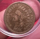 1874 Indian Head Cent Penny Fine Details