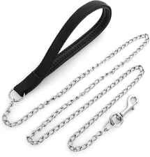 Heavy Duty Metal Dog Leash with PU Handle for Small Medium Dogs Walking & Train
