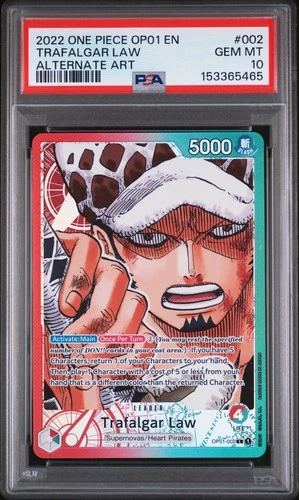 2022 ONE PIECE OP01-ROMANCE DAWN ALTERNATE ART #002 TRAFALGAR LAW PSA 10