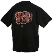 Calgary Flames CCM / Reebok NHL Hockey Stick & Spray Short Sleeve T-Shirt 