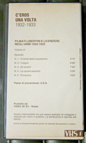 Film C'EROS UNA VOLTA 1932-1933 VHS Filmati Libertini Licenziosi N.6 - Foto 3 di 3