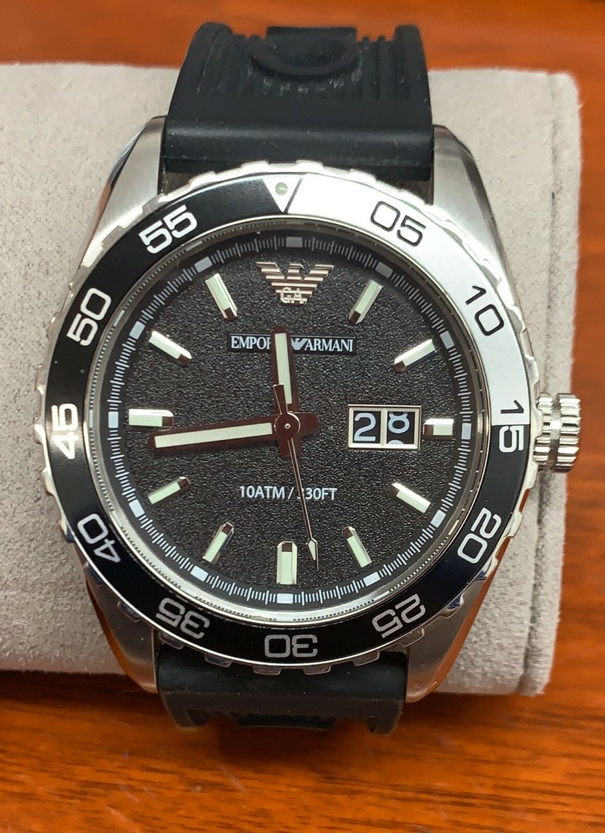 Emporio Armani AR6044 Sportivo Black Dial Black Silicone Strap
