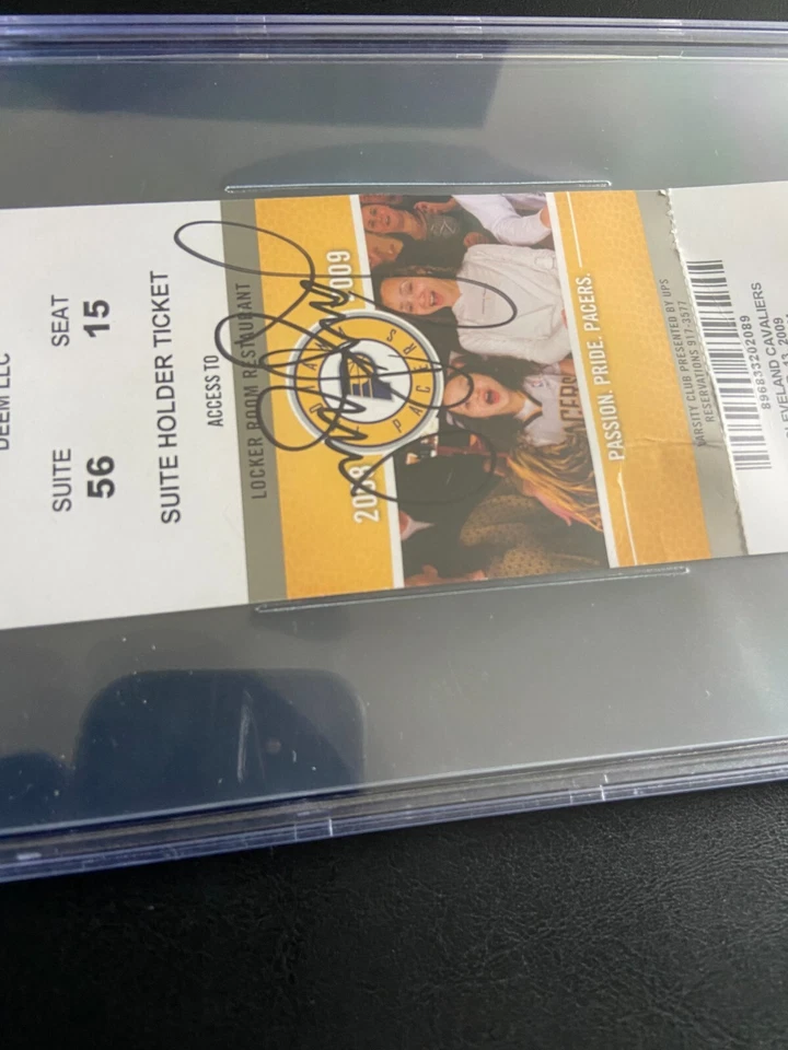 LARRY BIRD FIRMADO INDIANA PACERS TALÓN DE BOLETO LOSA BOSTON CELTICS STATE BAS Foto 2 de 3