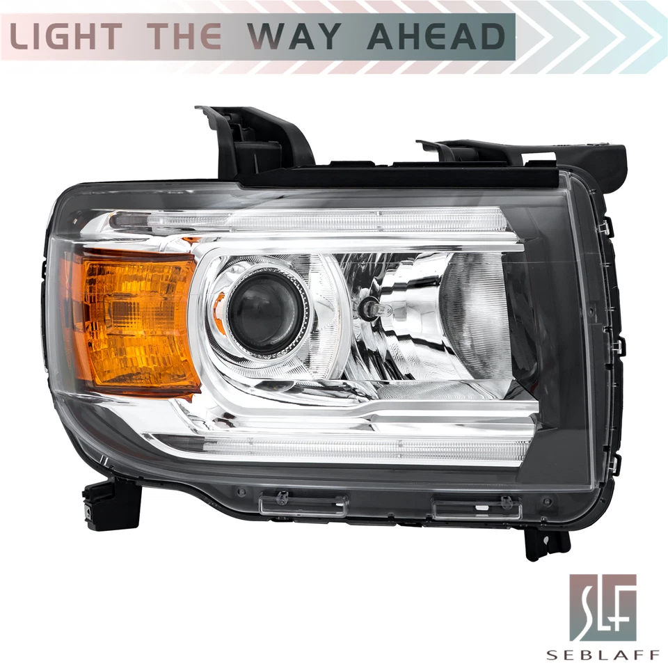For GMC Canyon 2015-2022 Halogen Front Headlight LED DRL Projector Chrome Right - Image 2 of 4