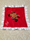 Baby's 1st Christmas Rudolph Reindeer Security Blanket Lovey Satin Trim