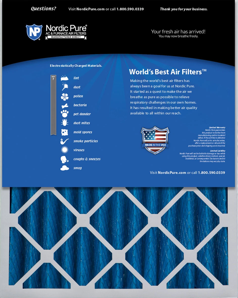 Nordic Pure 20x25x4 3 5 8 Pleated MERV 7 Air Filter 1 Pack eBay