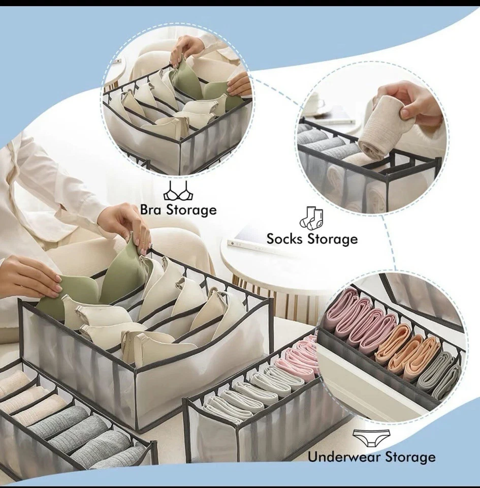Keep Your Drawers Neat & Organized With This 9-pcs Foldable Fabric Organizer Set - Image 2 of 4