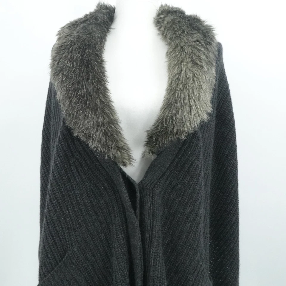 Suéter Banana Republic Gris Medio Lana Cachemira Tejido Imitación Piel Cárdigan Capa Foto 2 de 4