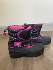 Athletech Kids Black Polka Dot Snow Boots Pink Fleece Lined Size 3M