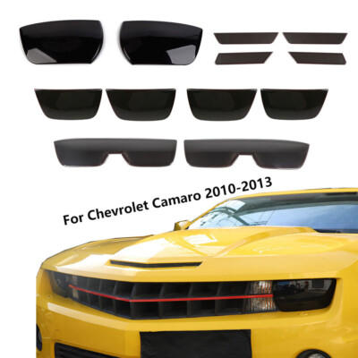 Exterior Headlight Rear Light Lamp Cover Trim For Camaro 2010-13 Smoked Black