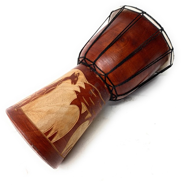 African Djembe Musical Bongo Beautiful Hand Carved Wooden Drum 11.5” x